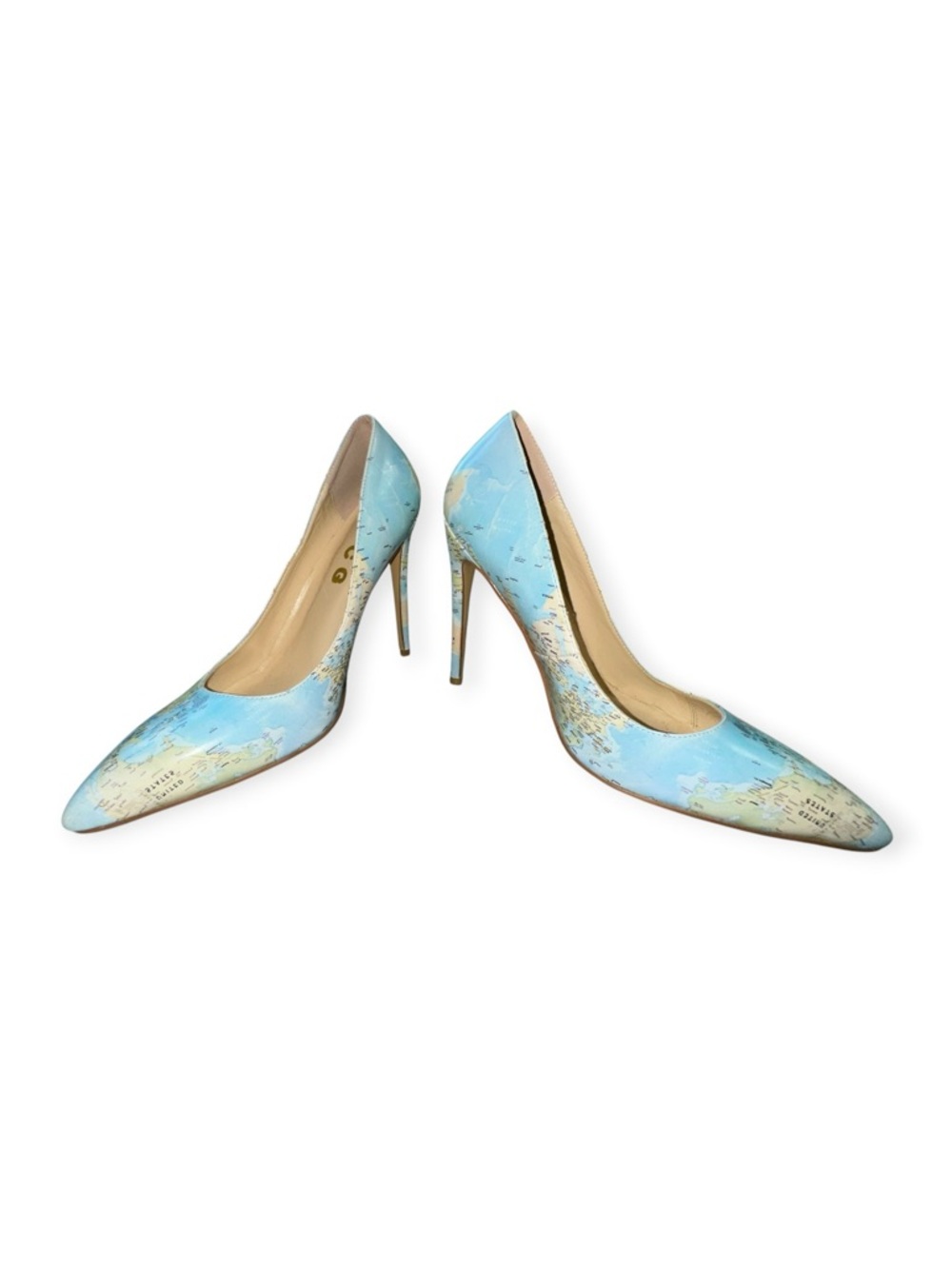 YCG Global Map Print Pointed Toe Pumps, Size 8, NWOT - Picture 6 of 13